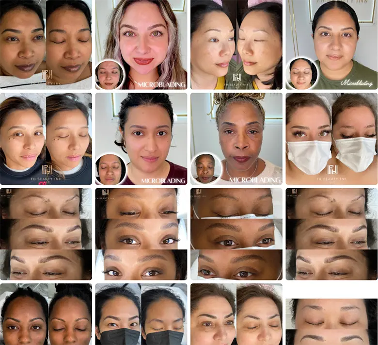 Microblading before and after results showing diverse clients at FH Beauty Ink Burbank Microblading before and after results showing diverse clients at FH Beauty Ink Burbank