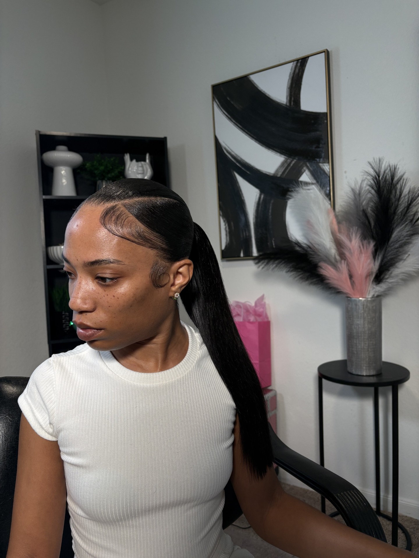 Image showcasing sleek ponytail styling from Pony Poise with a relaxing salon vibe, ideal for polished looks and self-care Image showcasing sleek ponytail styling from Pony Poise with a relaxing salon vibe, ideal for polished looks and self-care