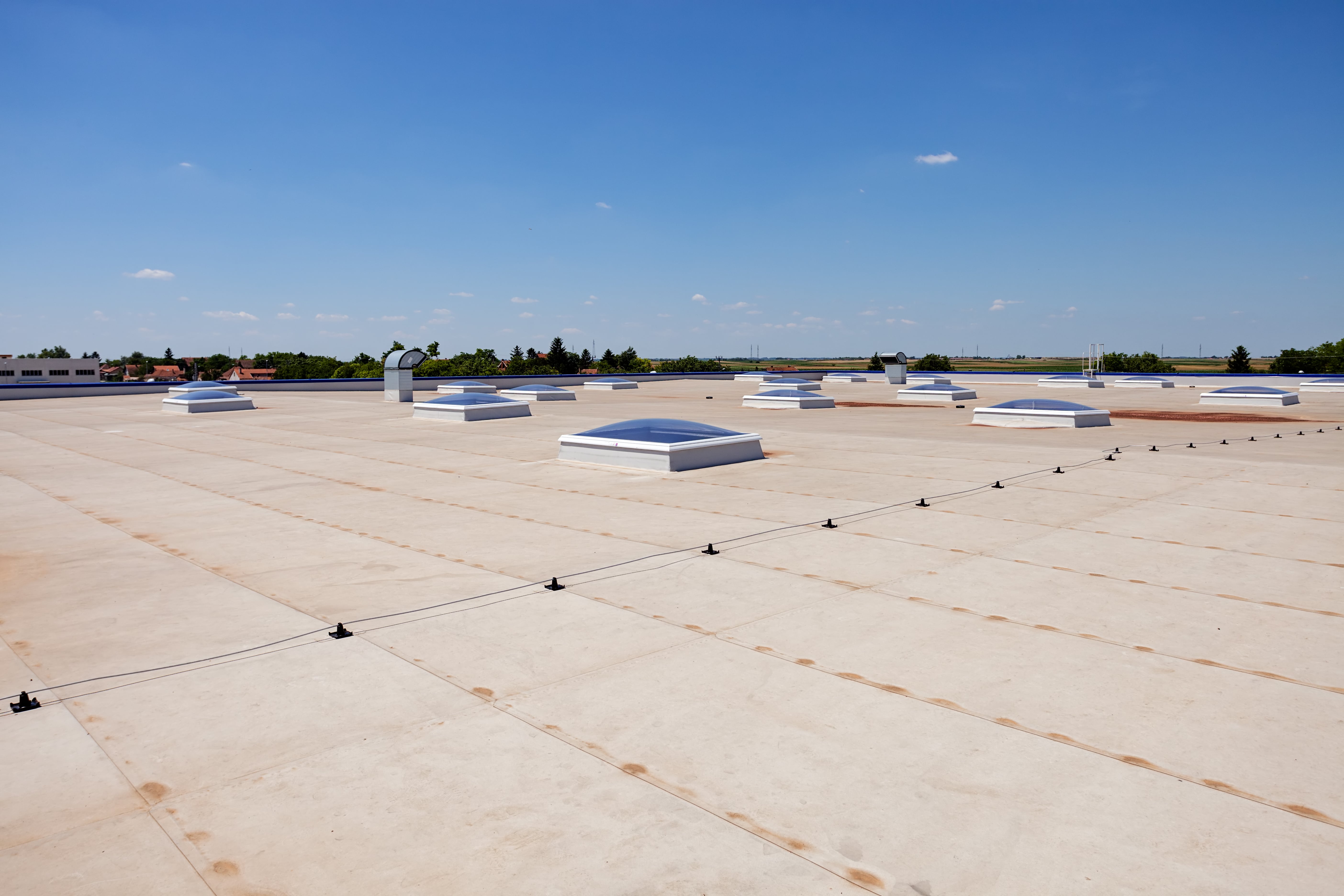 flat roof on an industrial building