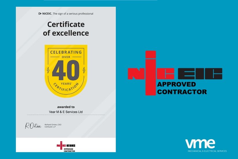 Certificate for 40 years of accreditation with the NICEIC