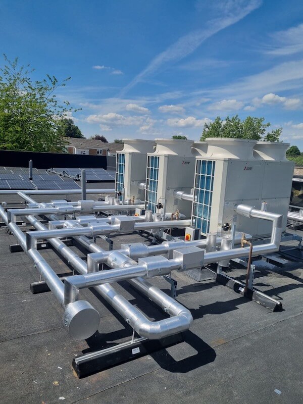 Rooftop view showing MEP Services at Bridgewell Supported Living