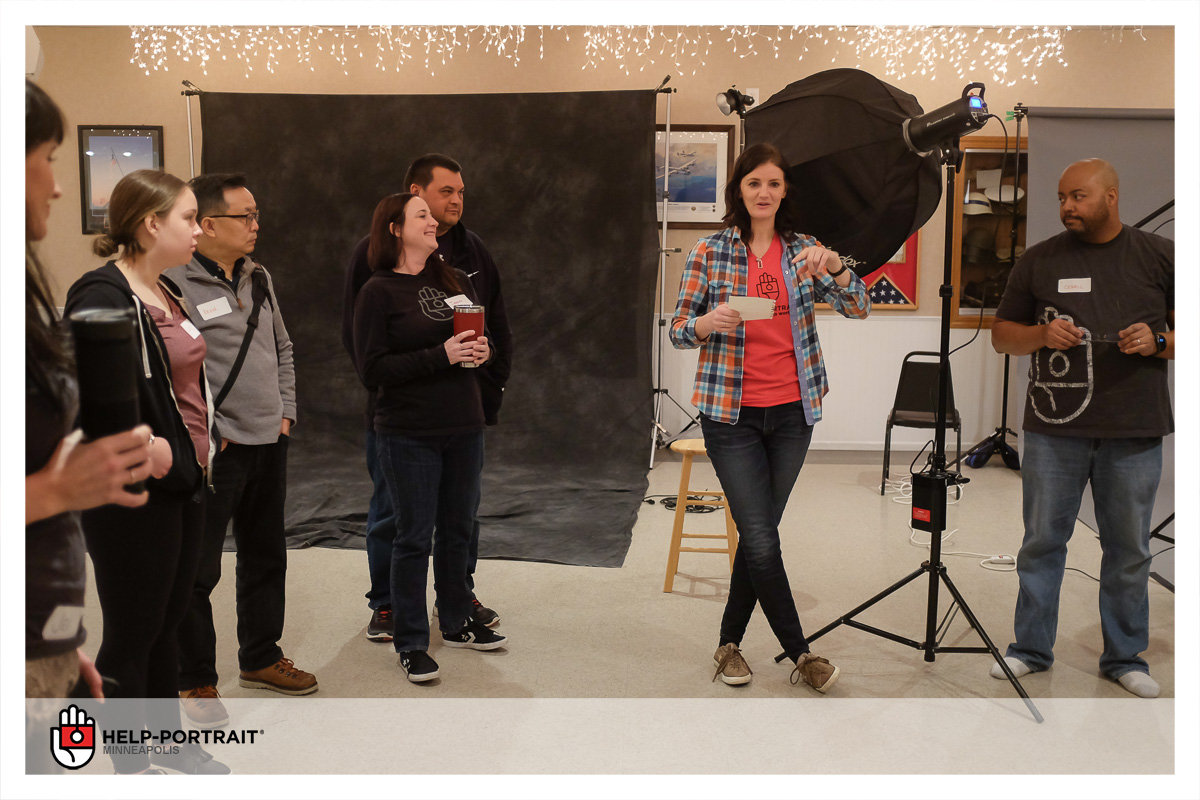 Wounded Warrior Project, Help-Portrait event Twin Cities. Volunteers gather for instruction.