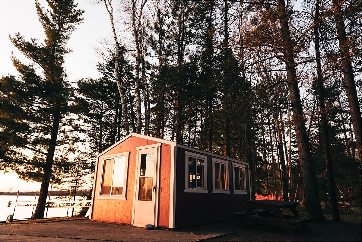 Red shed is lit up by sunset in father's day tribute photos.