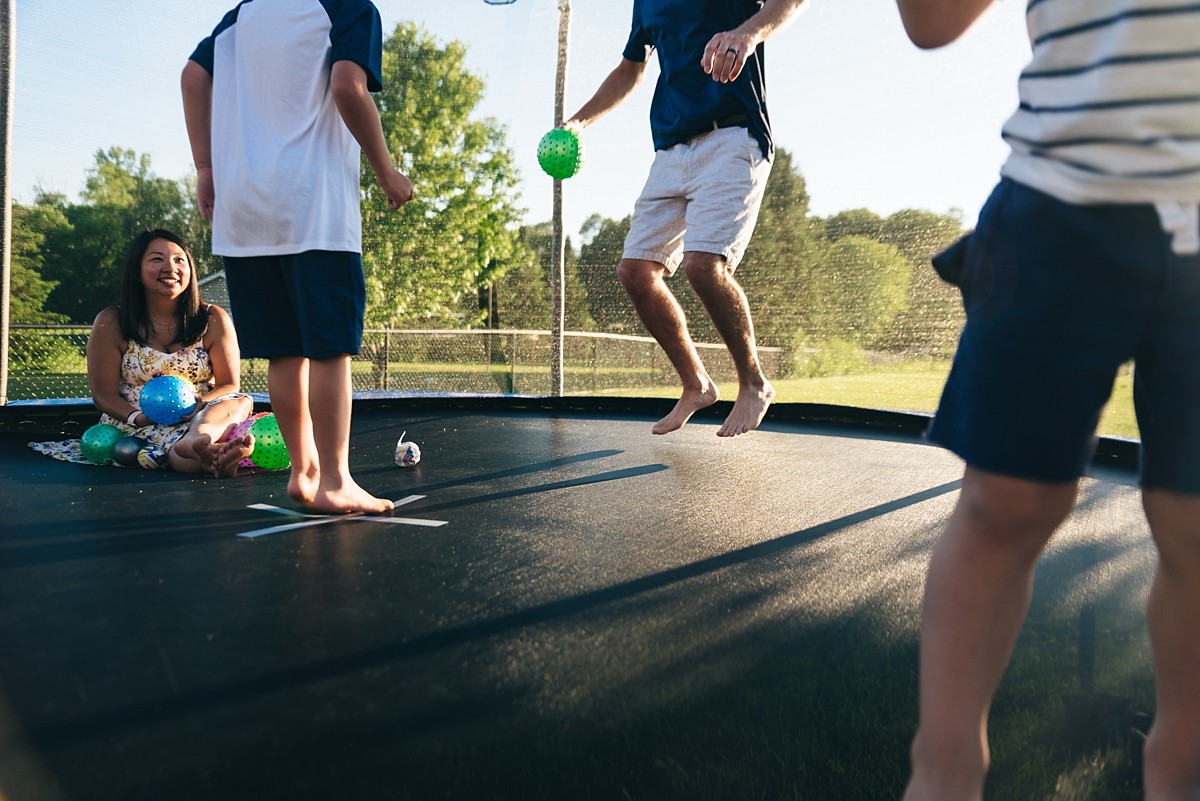 Hugo, MN family loves spending time in their yard on the trampoline.