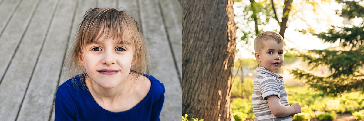 Young girl and young boy portraits.