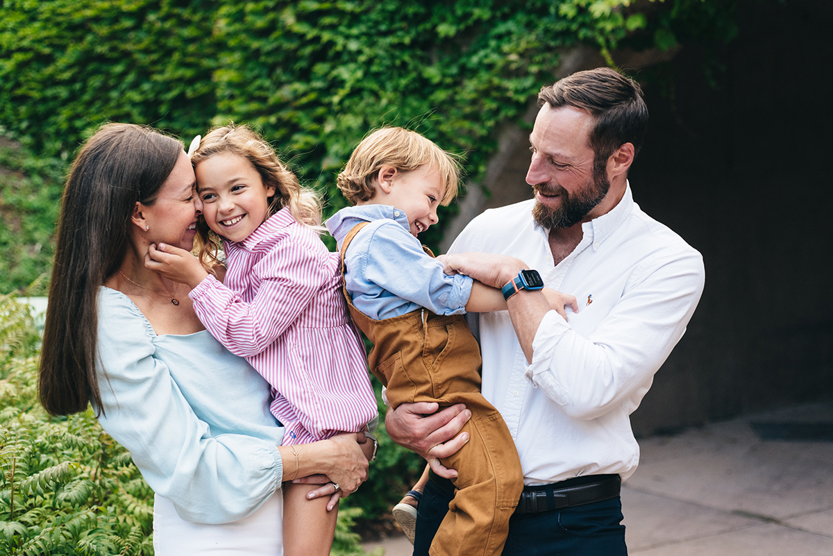 Preparations for Family Photos. Family tickles and laughs.