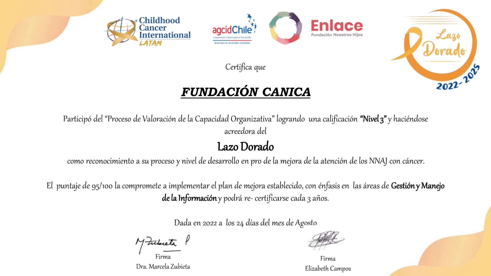 CANICA A.C. certificación Lazo Dorado de la CCI