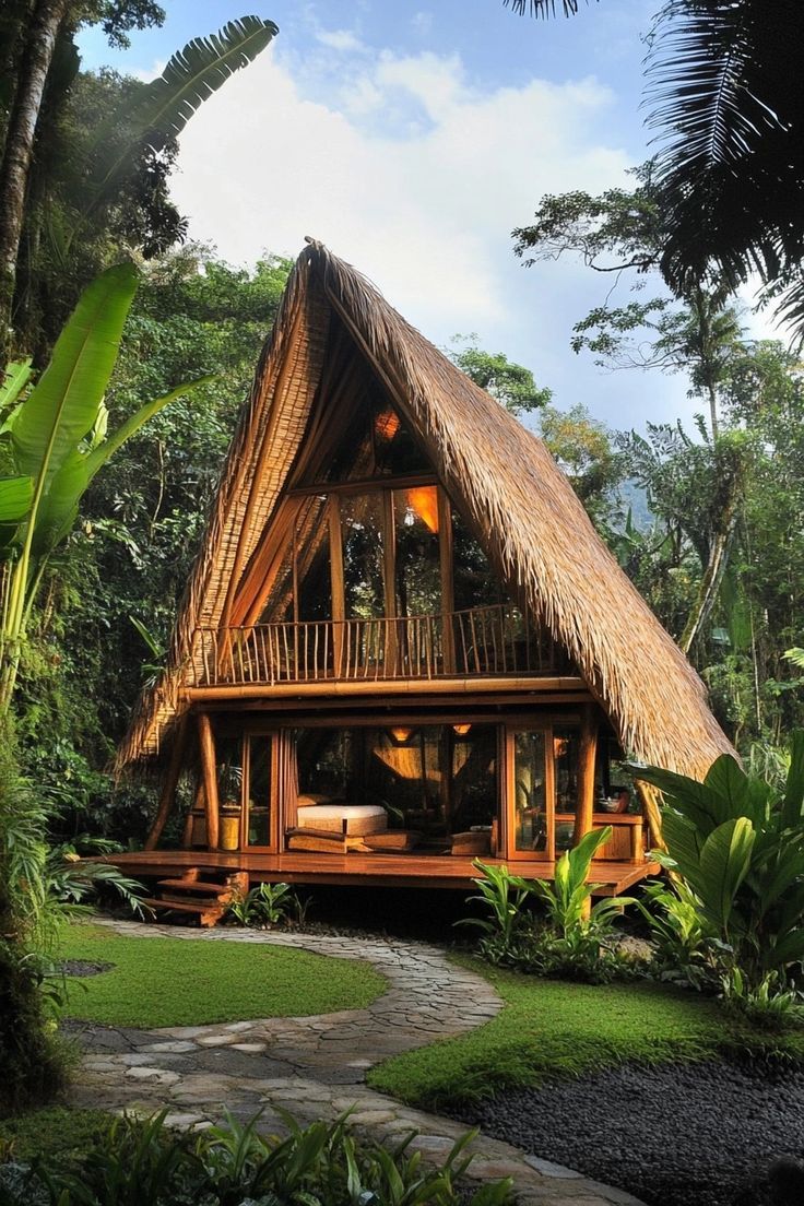 Eco-friendly bamboo bungalow on Sumba Sunset Cliff, designed to blend with the natural environment and local culture.