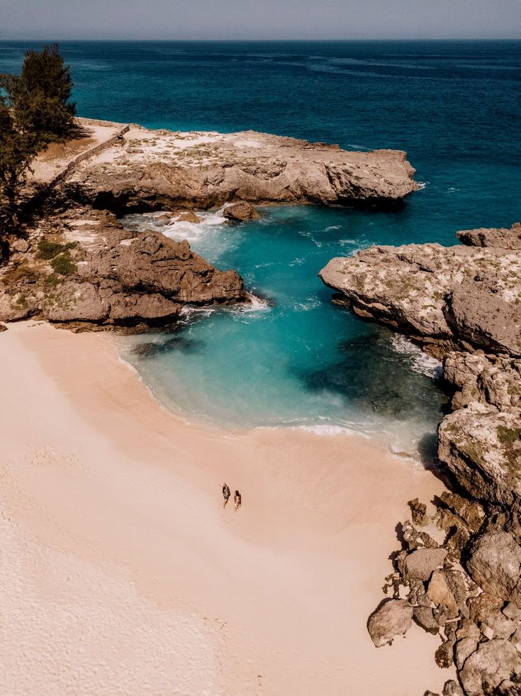 Crystal-clear blue ocean and white sand beach in West Sumba, Indonesia