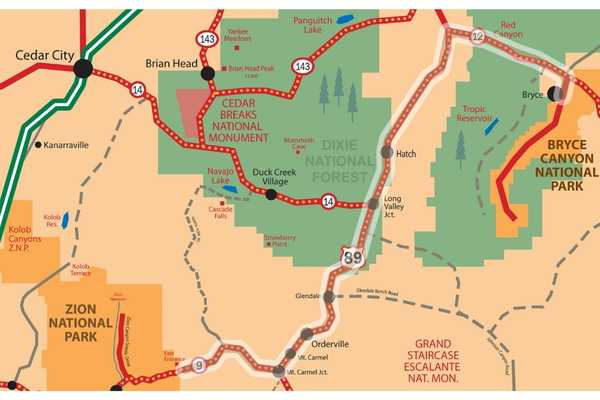 Hiking Map of Bryce and Zion