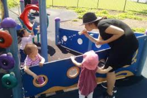 park with kids and parents park with kids and parents