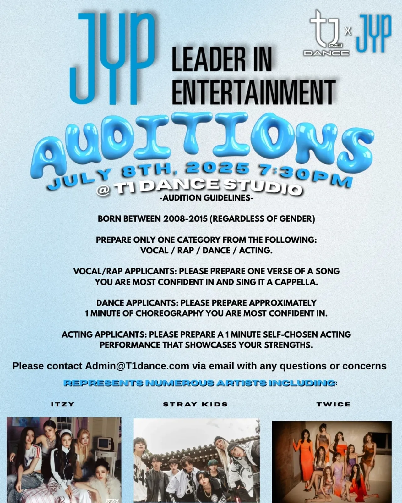 JYP SELECTS 2 STUDENTS OF T1 DANCE TO 2nd ROUND