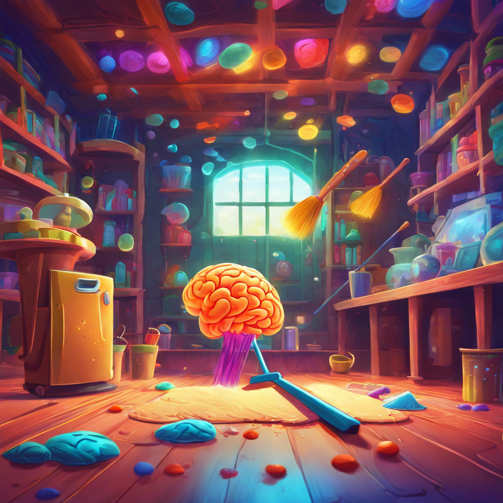 Autophagy process of cells cleaning up cellular debris in the brain.