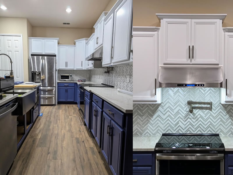 The kitchen transformation with refinished cabinets The kitchen transformation with refinished cabinets