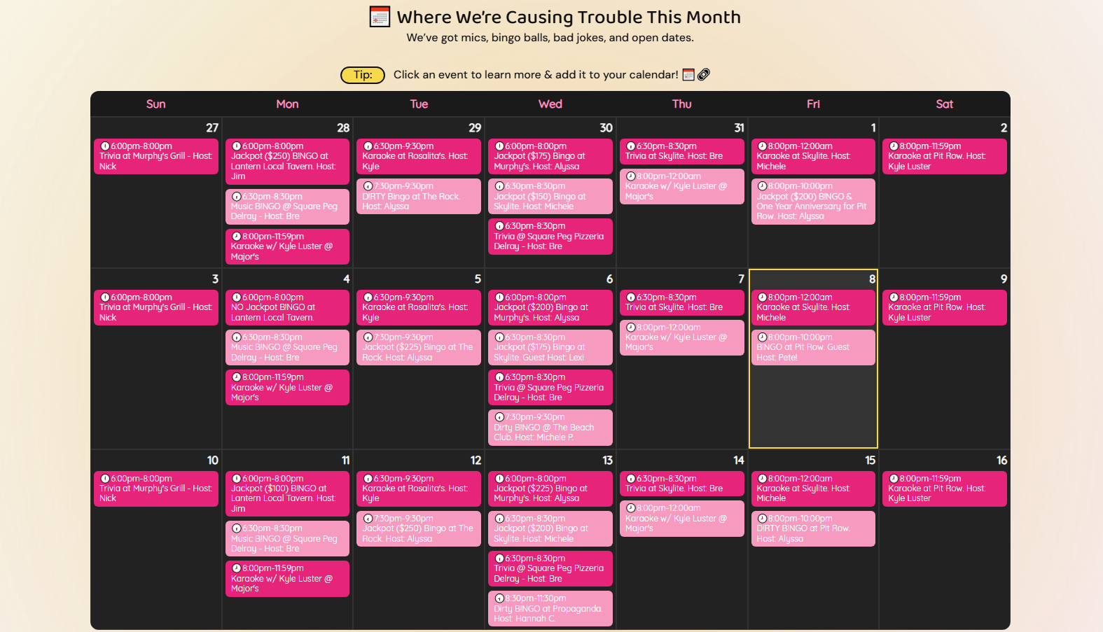 Pinkerton Agency Calendar