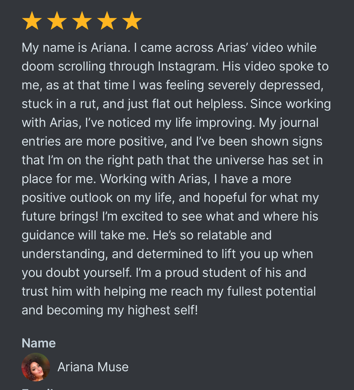 Client testimonial