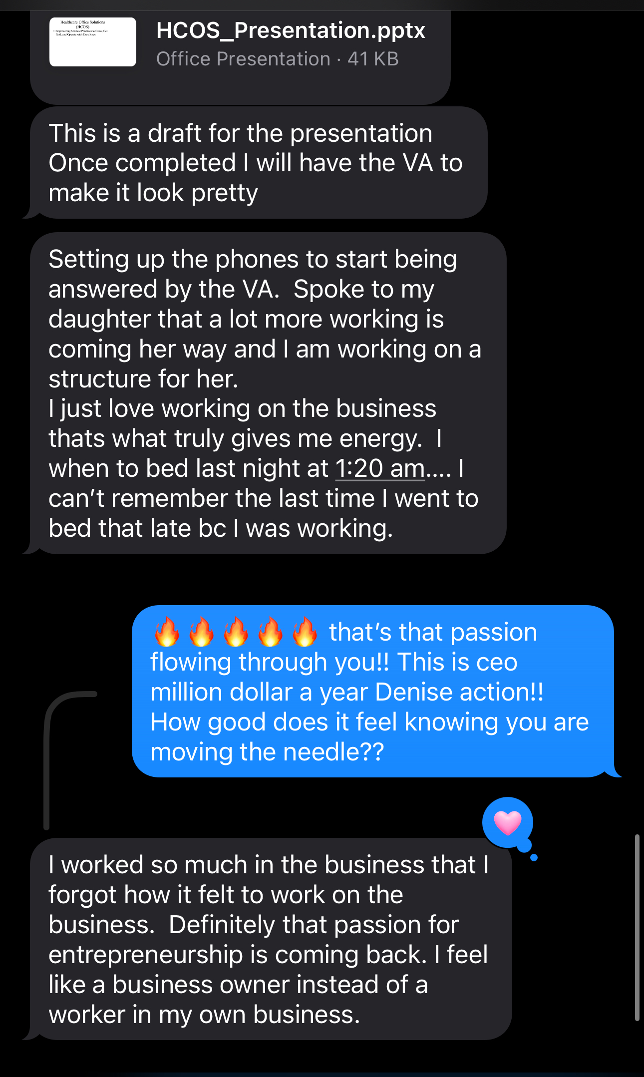 Client success message