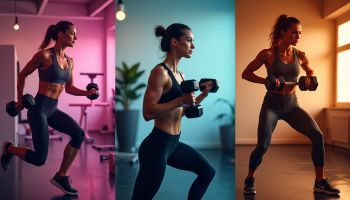 collage showing someone lifting weights, another person cycling, and someone else enjoying an outdoor activity collage showing someone lifting weights, another person cycling, and someone else enjoying an outdoor activity