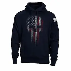 Men's Sweatshirt Hoodie - Patriot Skull Image Men's Sweatshirt Hoodie - Patriot Skull Image