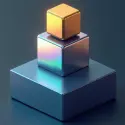 Stacked gold, chrome, and blue blocks representing a layered technology system. Stacked gold, chrome, and blue blocks representing a layered technology system.