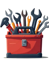 icon of a well-organized toolbox, symbolizing curated and effective resources. icon of a well-organized toolbox, symbolizing curated and effective resources.