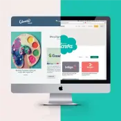 A split graphic showing a template on a screen on one side, and the Canva logo on the other, to illustrate the powerful, seamless integration. A split graphic showing a template on a screen on one side, and the Canva logo on the other, to illustrate the powerful, seamless integration.