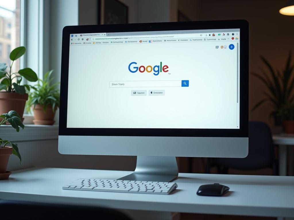 Computer showing a Google search Computer showing a Google search