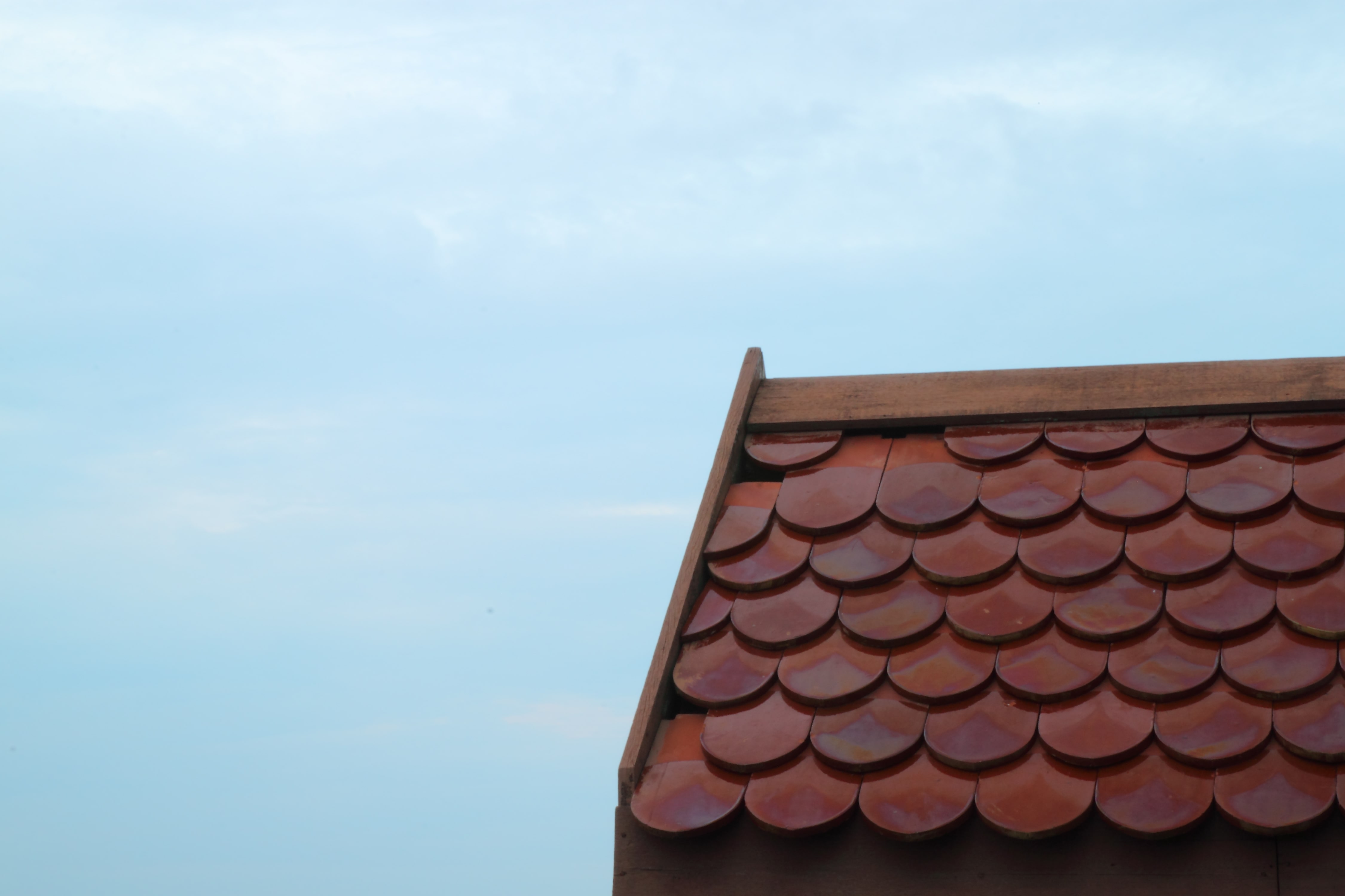 expert roofer cleaning the clay tile roof