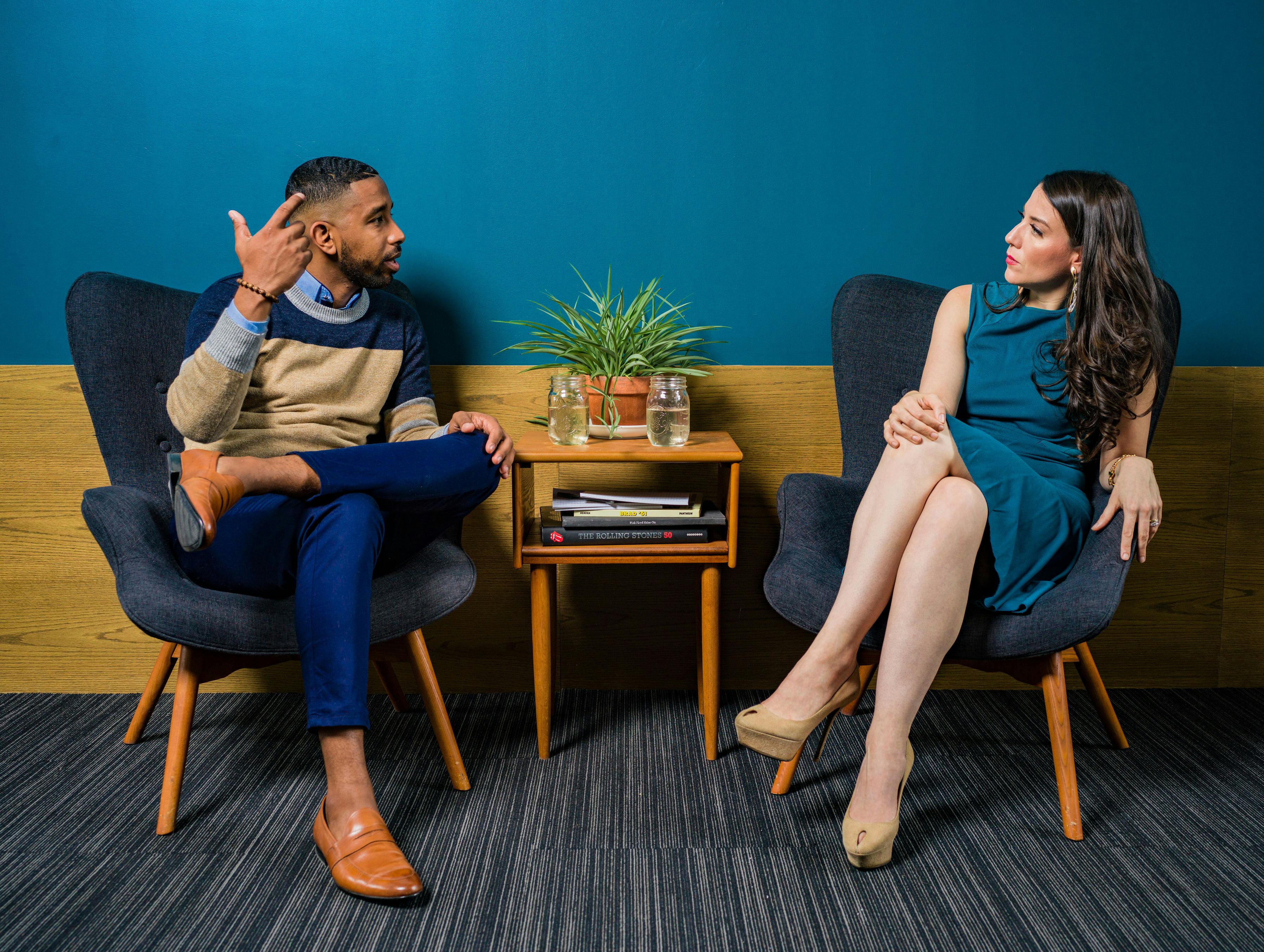 2 People having a friendly conversation; image from pexels 2 People having a friendly conversation; image from pexels