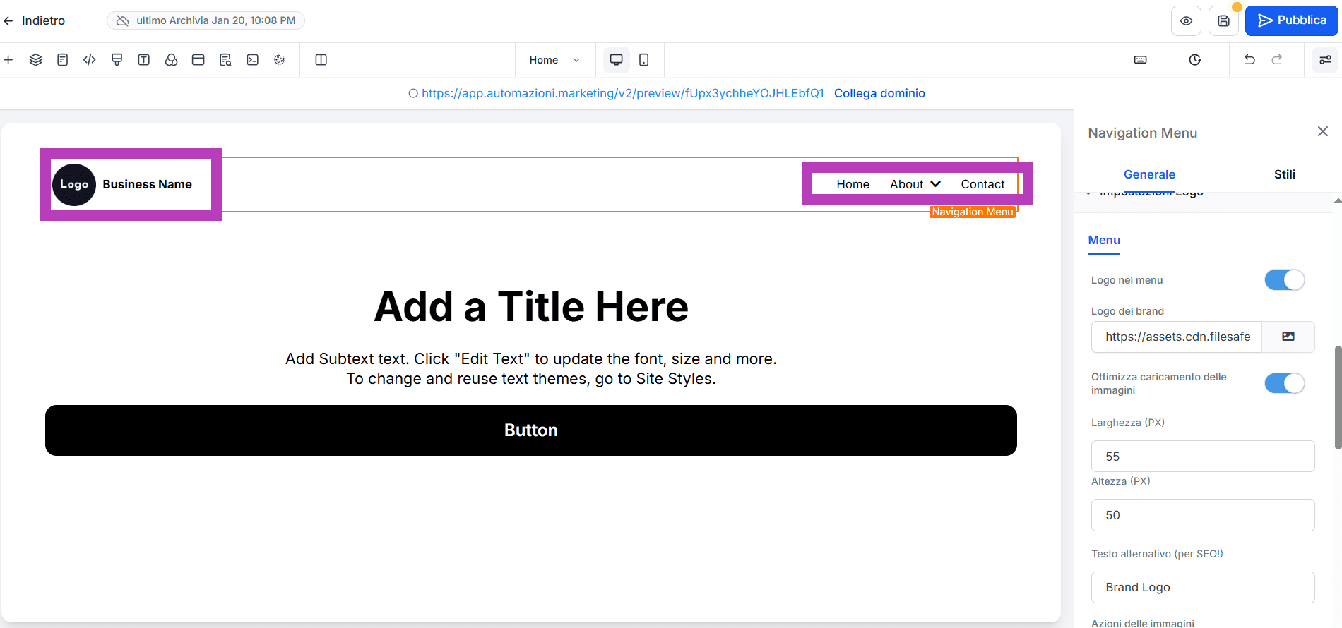 Salva menu navigazione