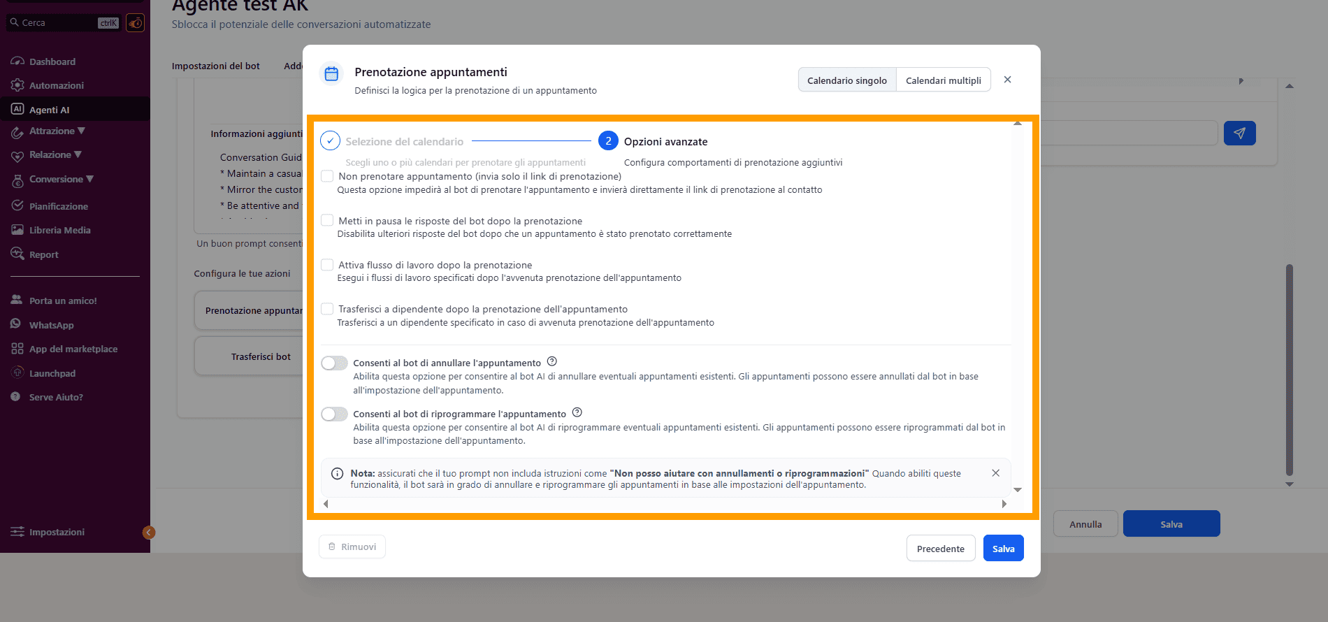Impostazioni appuntamenti