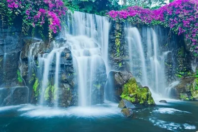 Vibrant blue waterfall
