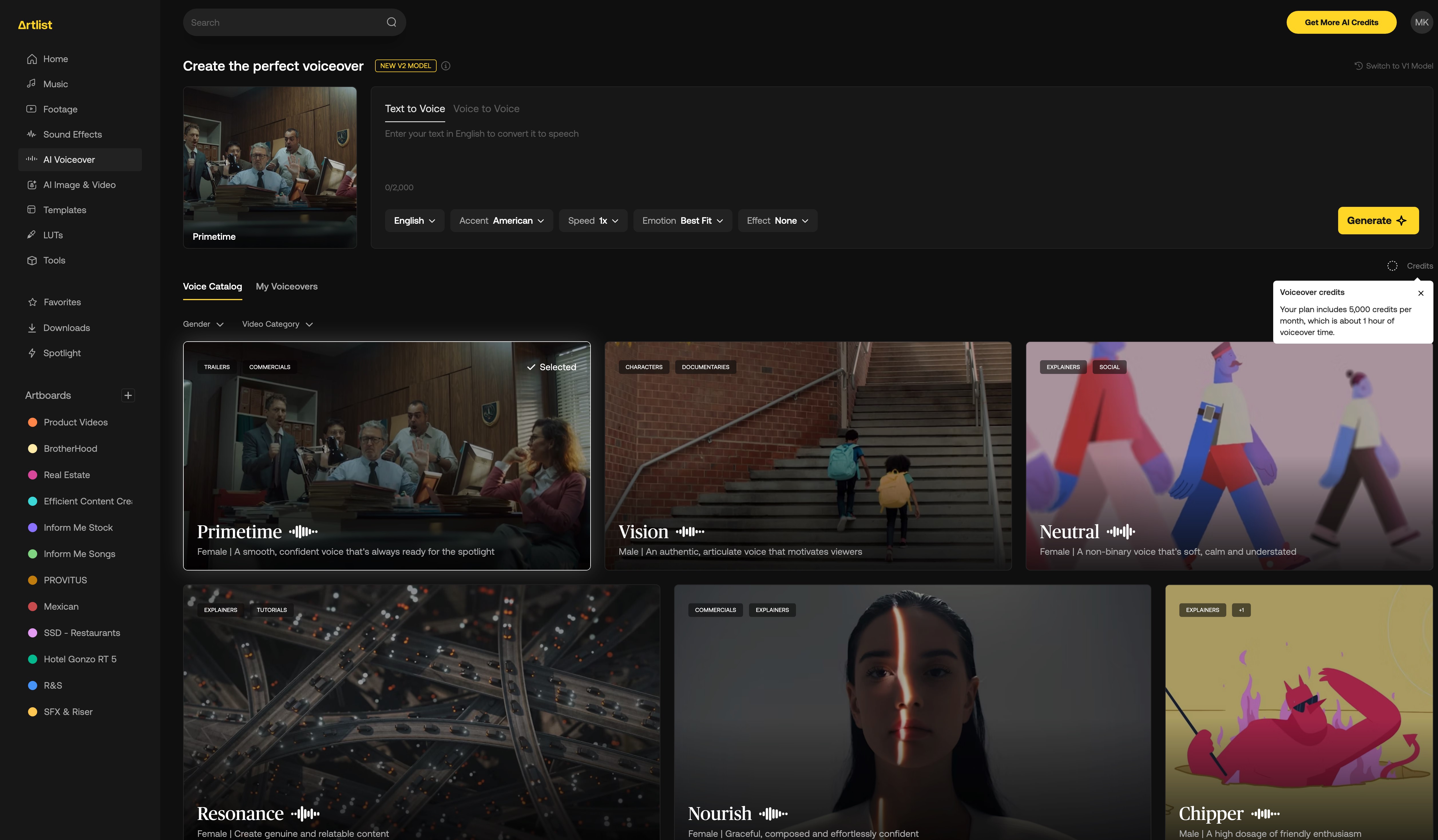 artlist ai voice over library artlist ai voice over library
