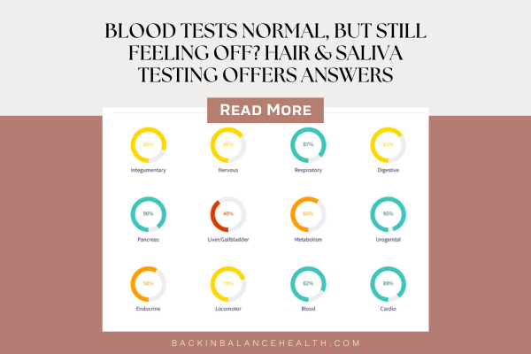 a photo of hair and saliva testing results by Dr. Anjali of Back in Balance