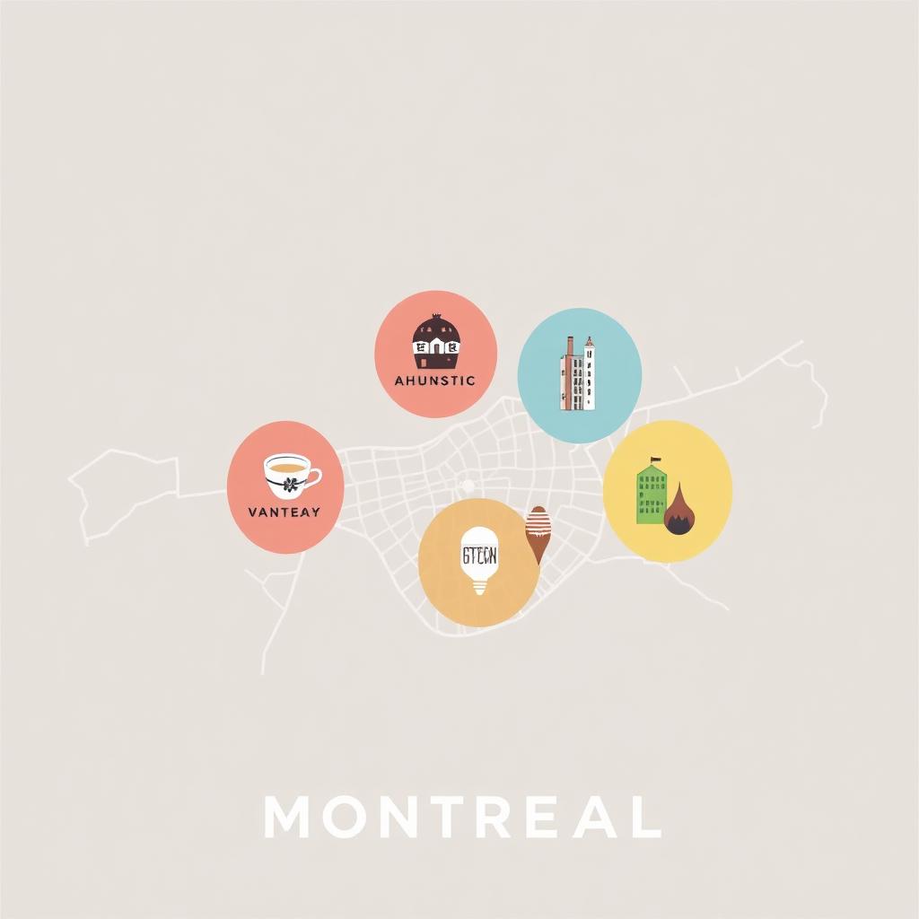 Carte des quartiers Montréalais tendance 2024 pour investissement immobilier sans texte