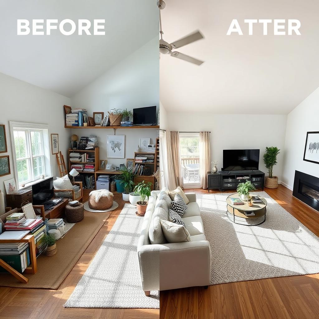 Désencombrement home staging vendre maison avant/après