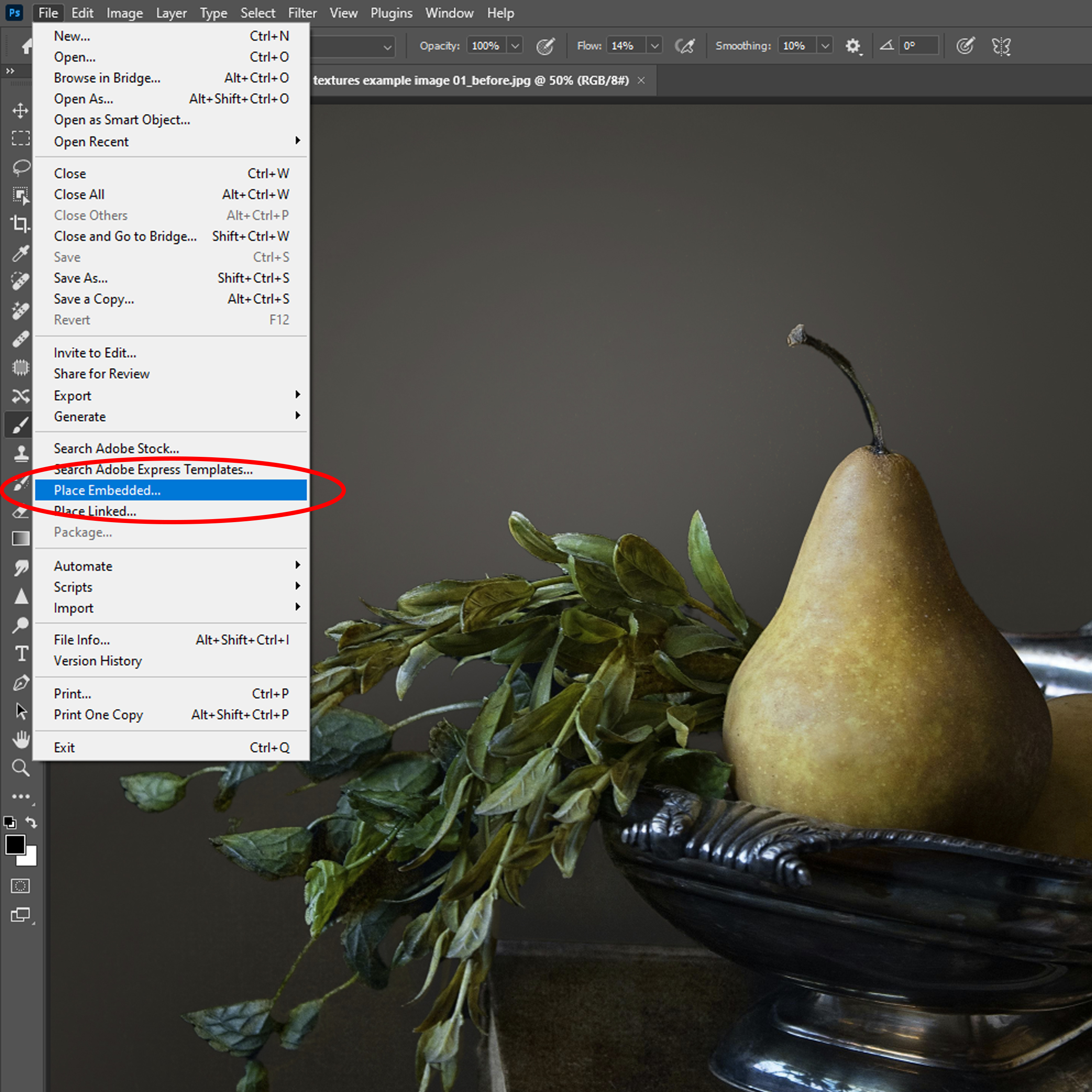 Use the place embedded tool when bringing a texture into photoshop