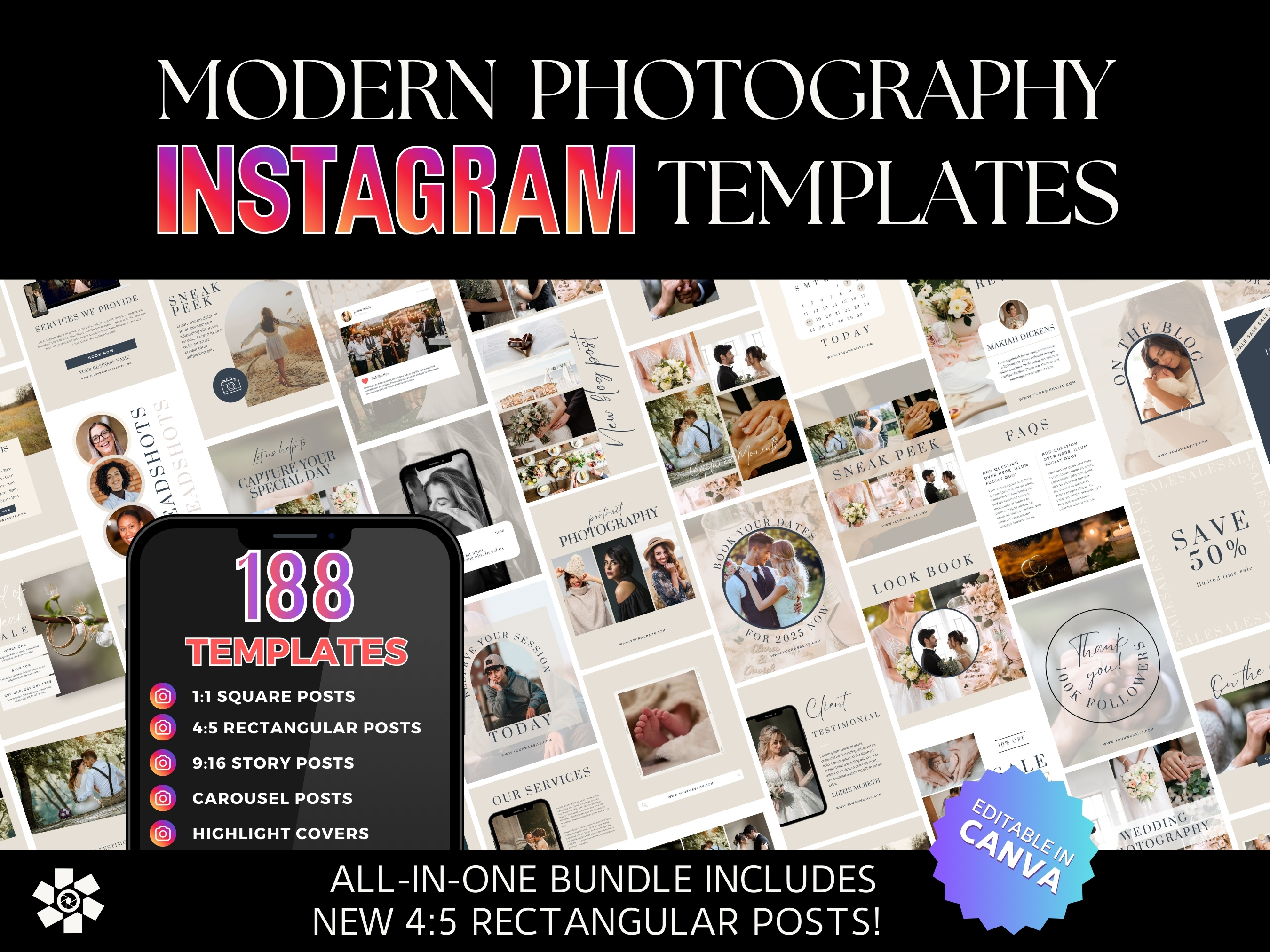 Modern photography instagram template bundle by The Imaginator Studio Modern photography instagram template bundle by The Imaginator Studio