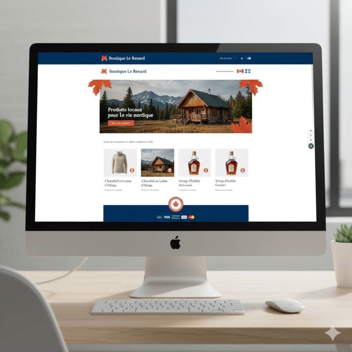 A custom Canadian SME website homepage showing localized payment options and regional branding. A custom Canadian SME website homepage showing localized payment options and regional branding.