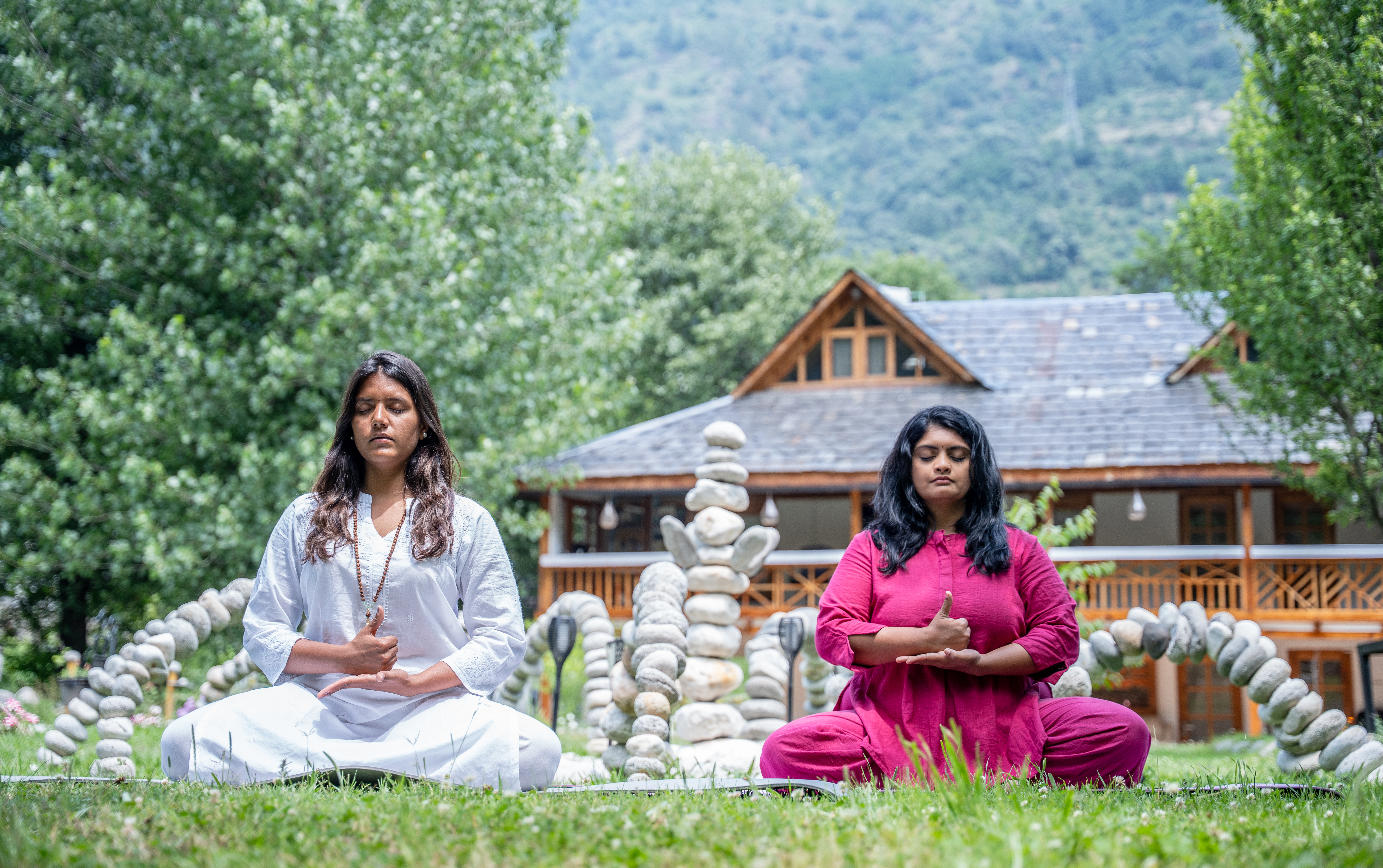 Serene meditation setting representing conscious conception journey