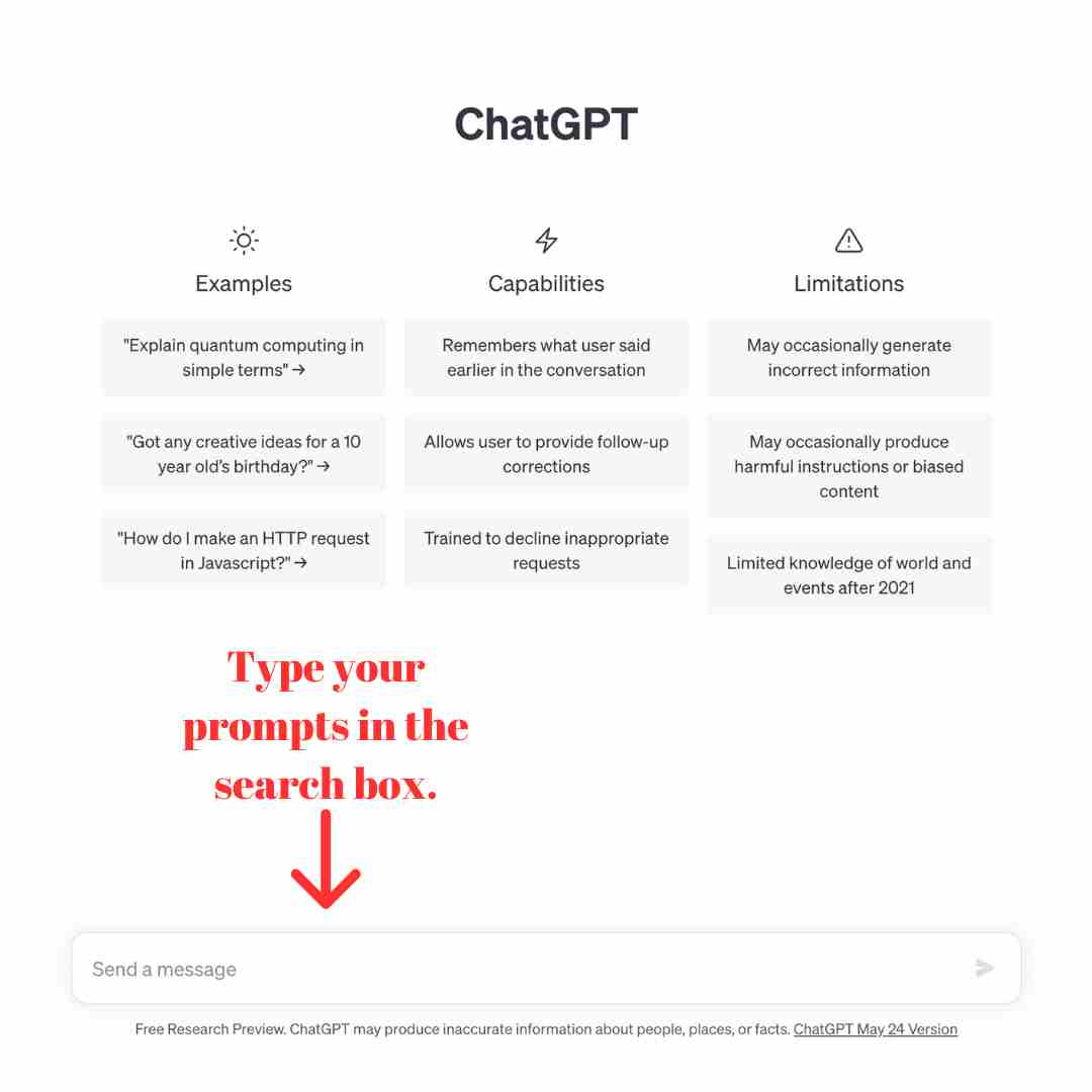 ChatGPT search field
