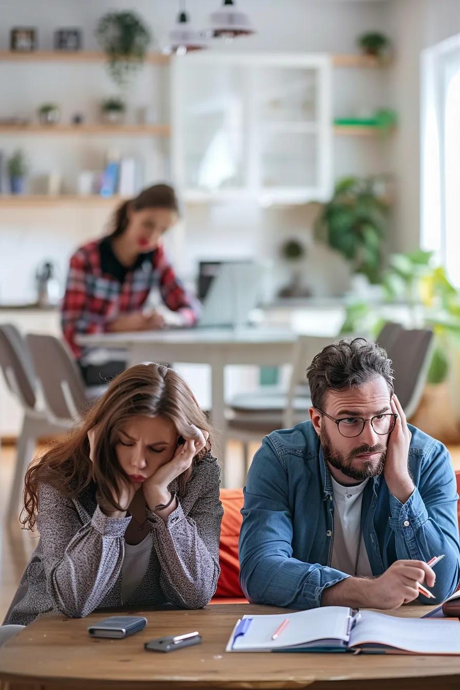 Contrasting images of a stressed homeowner and a relaxed homeowner with a public adjuster, showcasing the benefits of hiring professional help