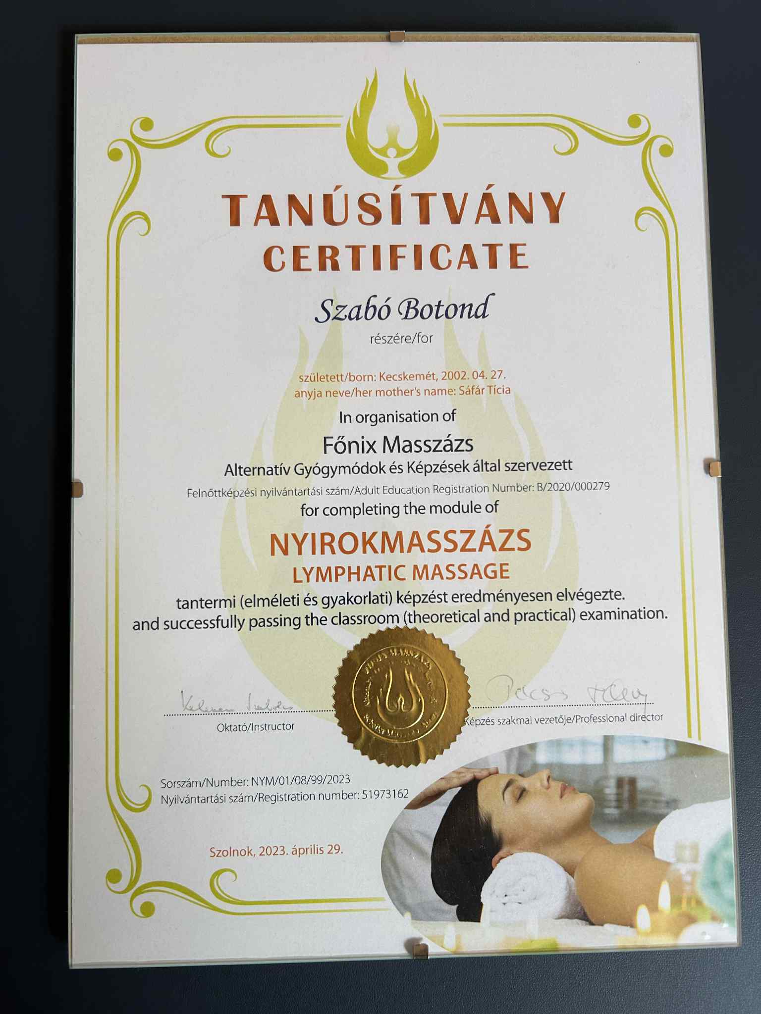 Nyirokmasszázs tanúsítvány