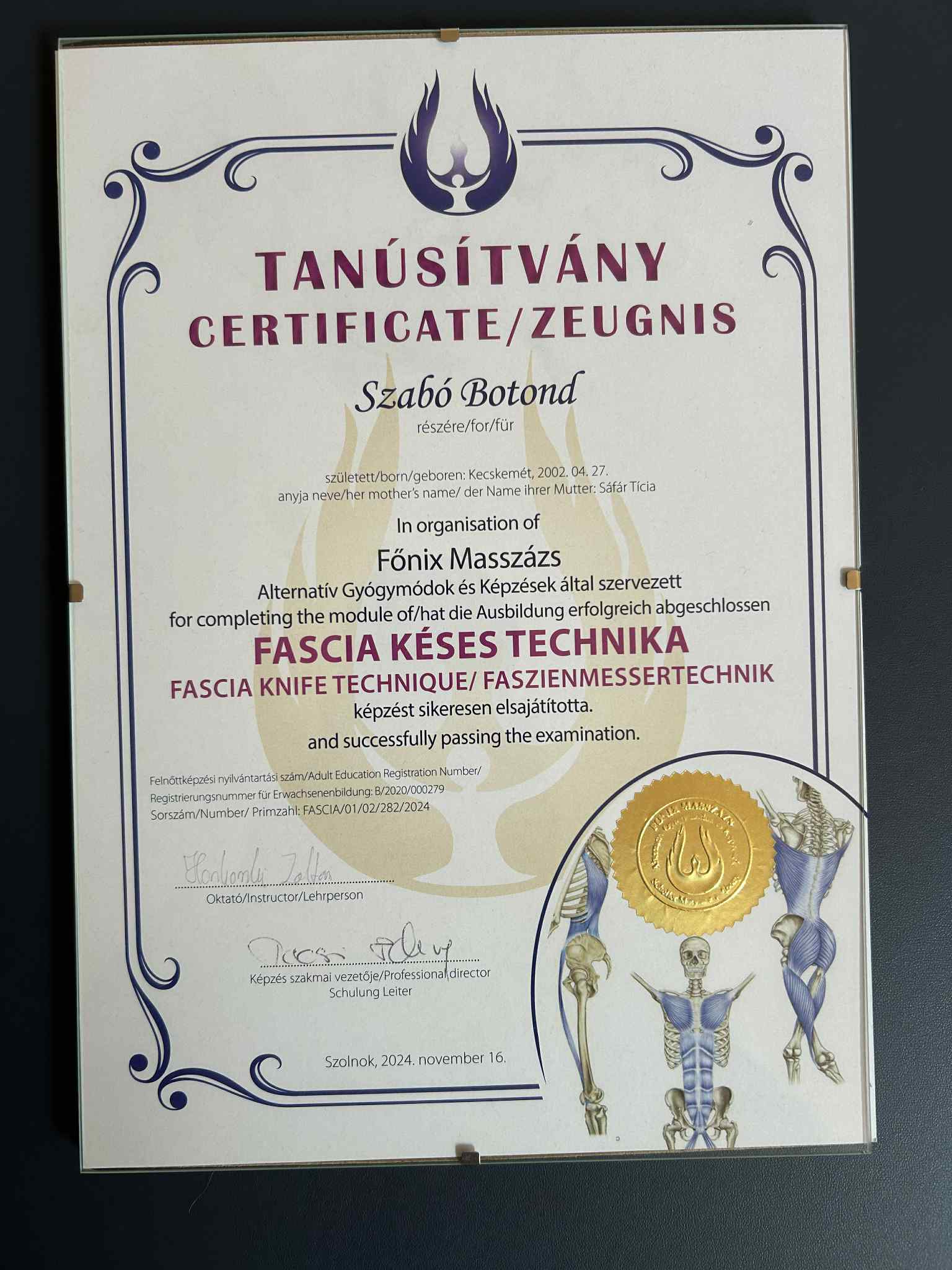 Fascia Késes Technika tanúsítvány