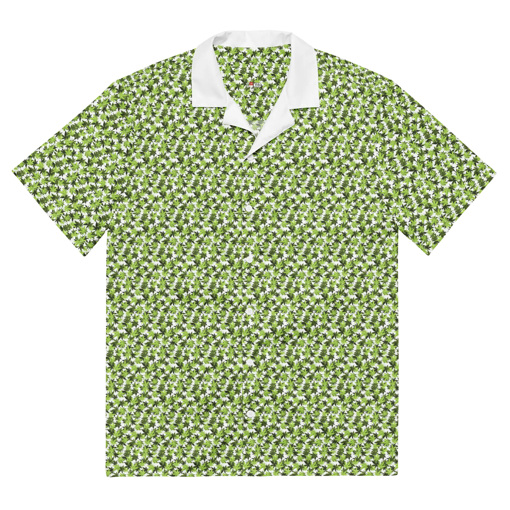 All Over Bud Pattern Button-Up T-Shirt Product Mockup