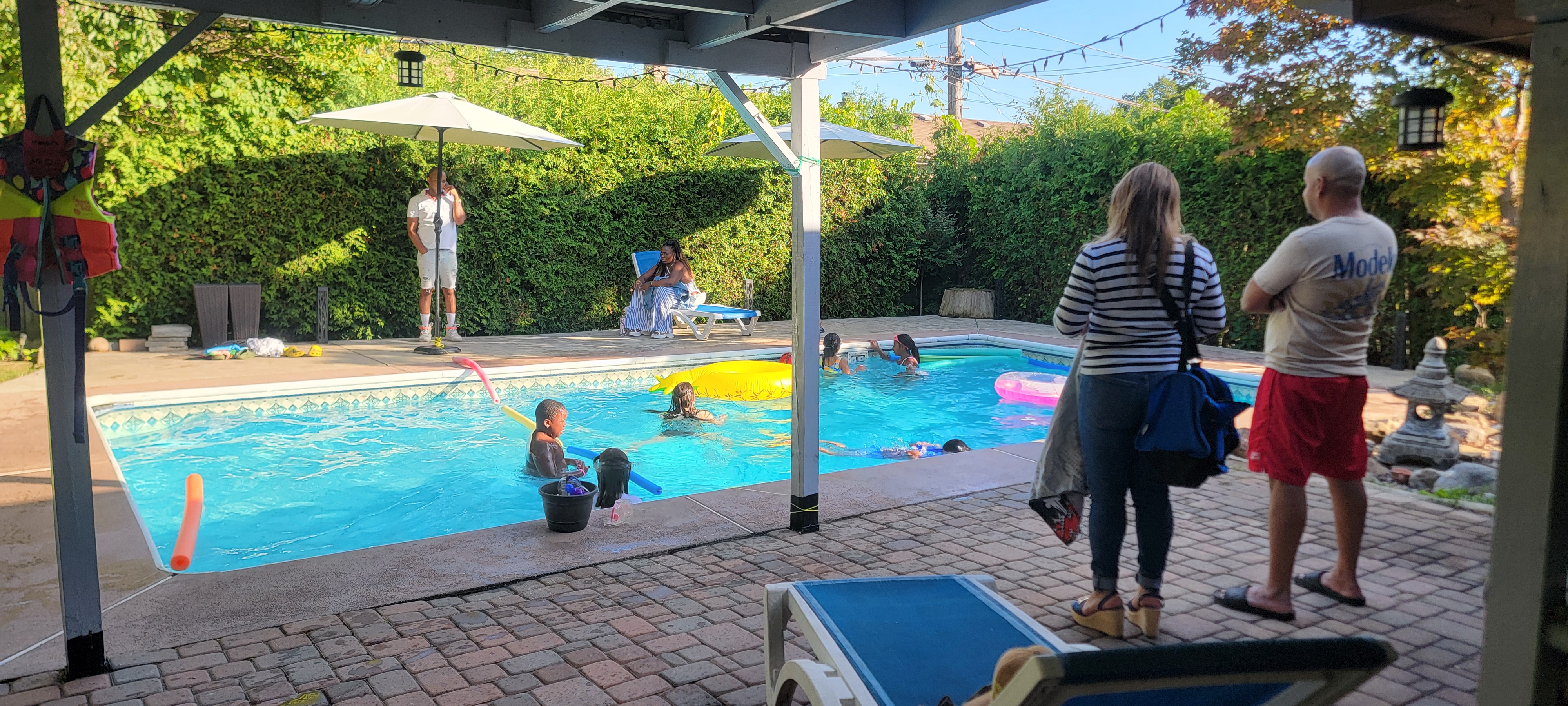 kids swimming in the pool