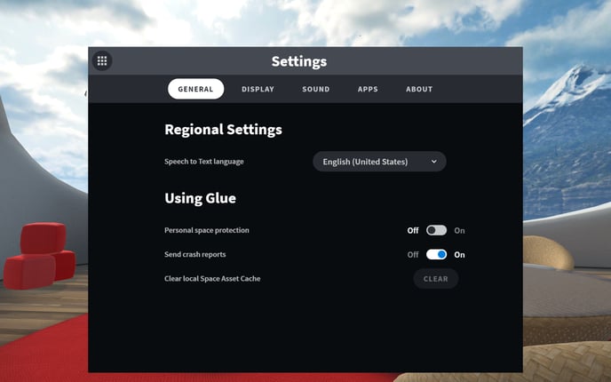 Glue General Settings Panel