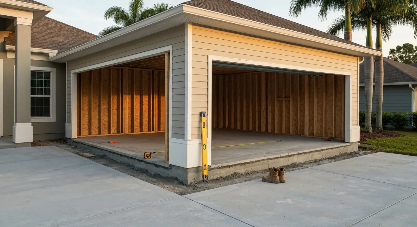 Attached garage construction