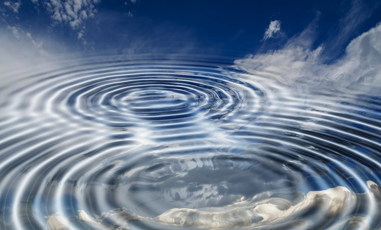 Ripples on water with reflection of clouds and sky. Ripples on water with reflection of clouds and sky.