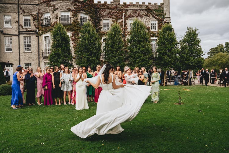 candid wedding photo at bellingham castle